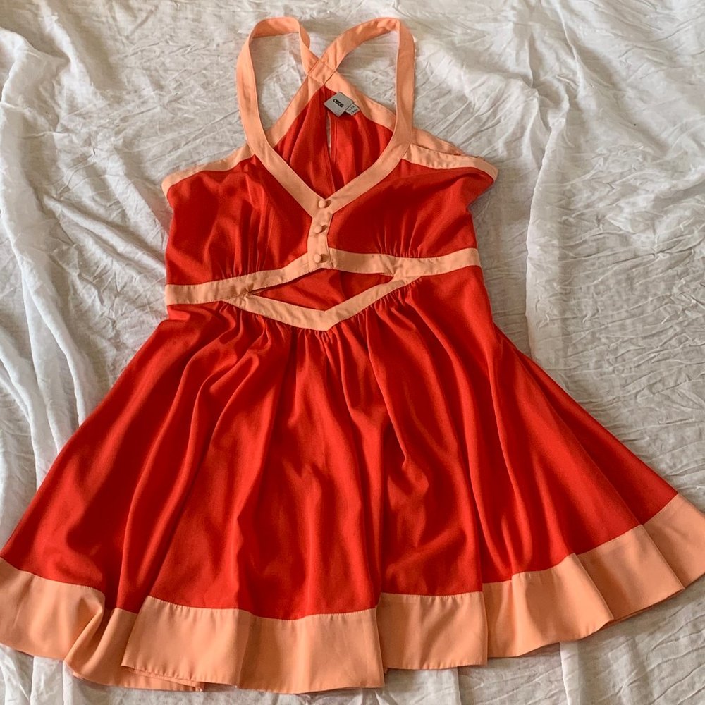 ASOS Orange and Peach Colorblock Mini Dress